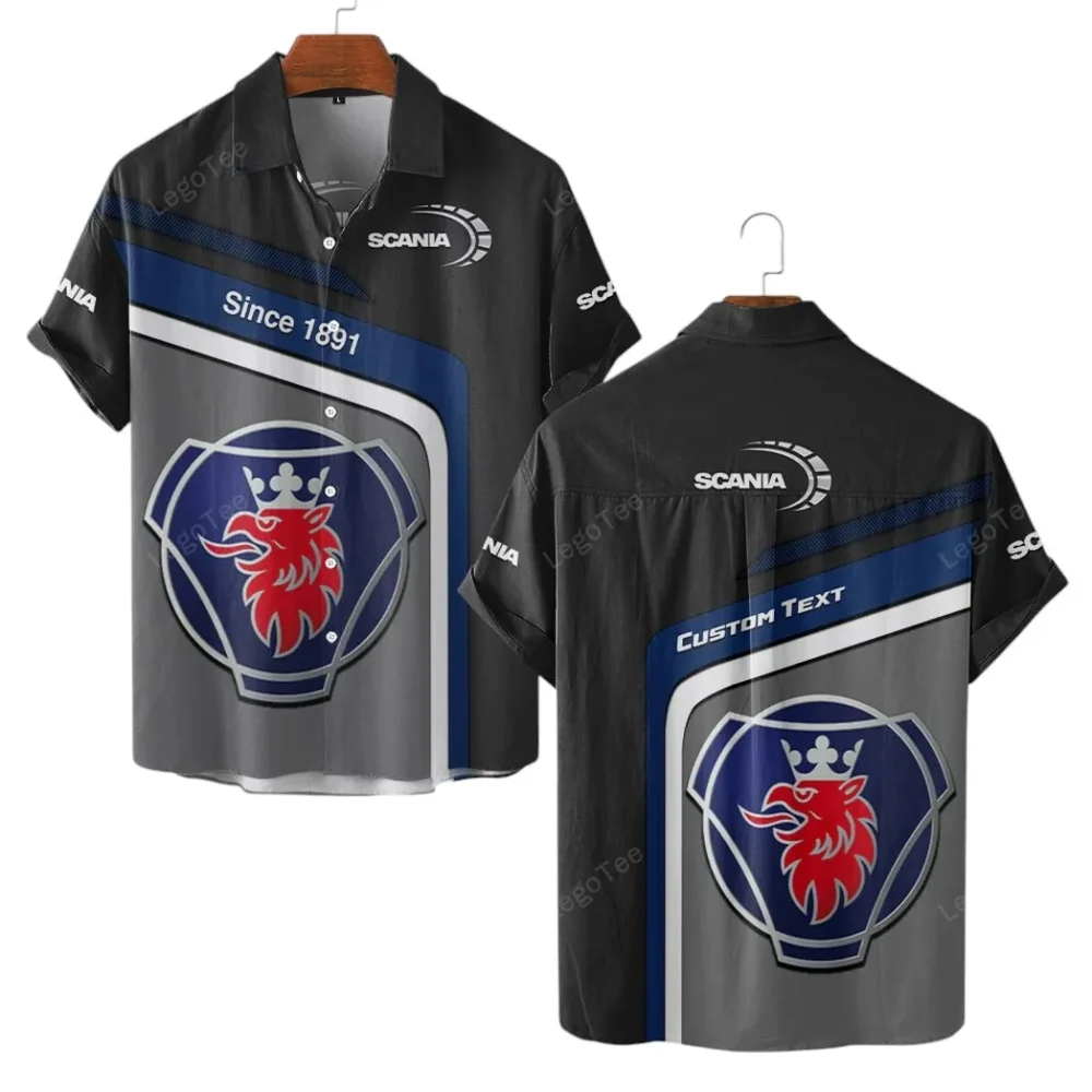 Heavy-Duty Truck Hawaiian Shirt Exclusive Logo, Drift-Ready Button Shirt CAR111 - Image 2