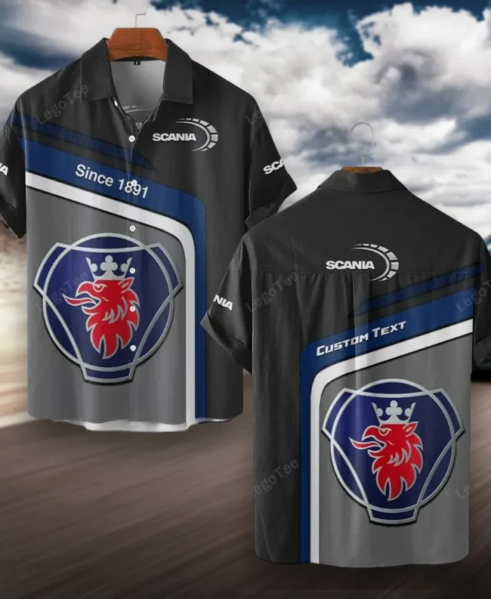 Heavy-Duty Truck Hawaiian Shirt Exclusive Logo, Drift-Ready Button Shirt CAR111