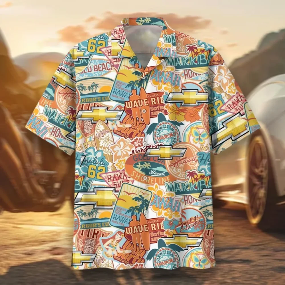 Modern Crossover Hawaiian Shirt Exclusive Logo, Gearhead Style Button Shirt CAR202