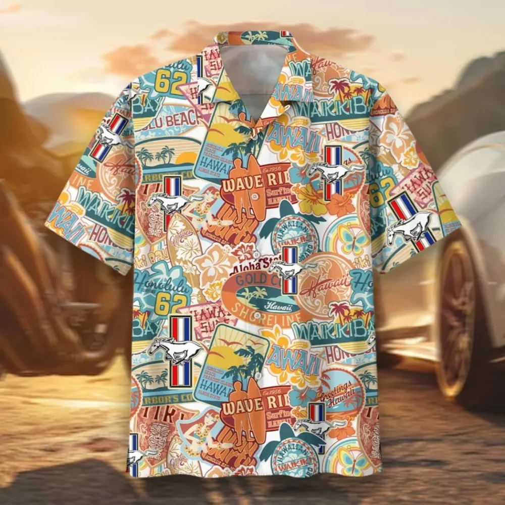 Classic American Car Hawaiian Shirt Exclusive Logo, Car Meet Button Shirt CAR202