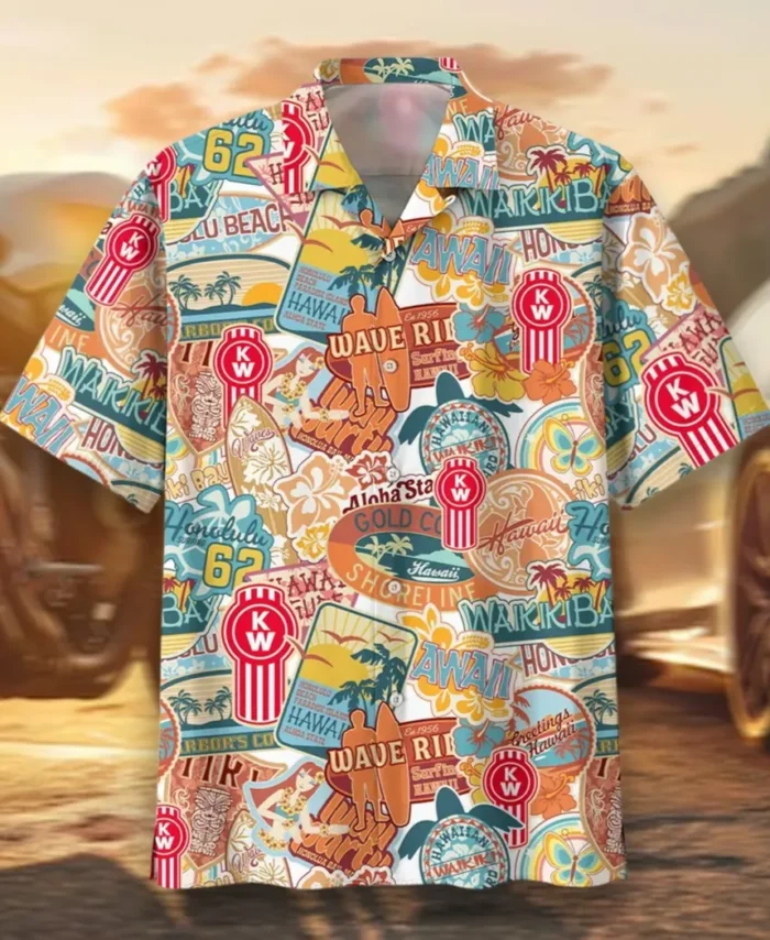 Big Rig Hawaiian Shirt Exclusive Logo, Chrome Wave Button Shirt CAR202