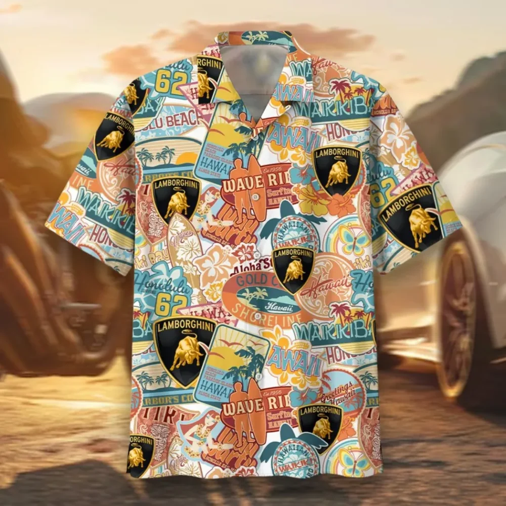 Supercar Hawaiian Shirt Exclusive Logo, Summer Garage Button Shirt CAR202