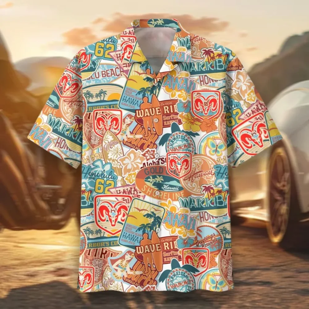 American Work Truck Hawaiian Shirt Exclusive Logo, Motorsport Vibe Button Shirt CAR202