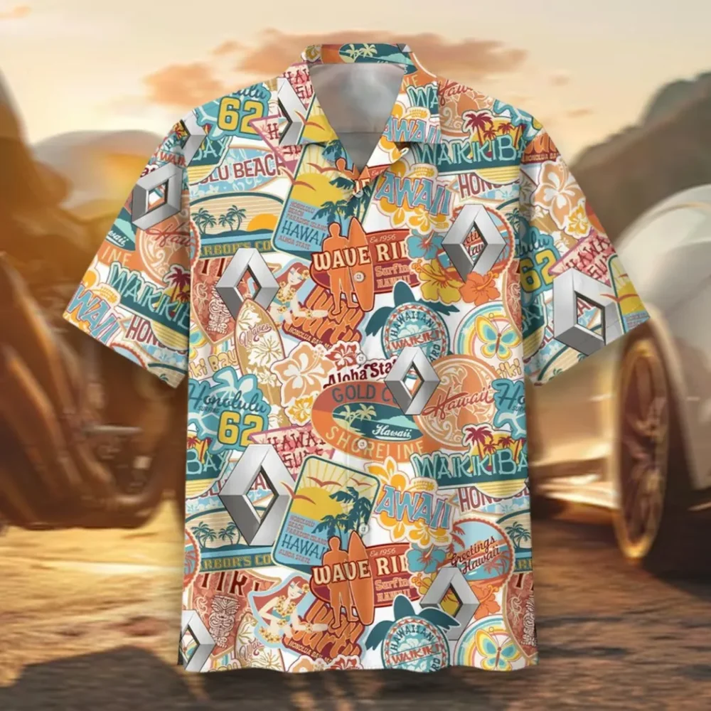 French Car Hawaiian Shirt Exclusive Logo, Summer Garage Button Shirt CAR202
