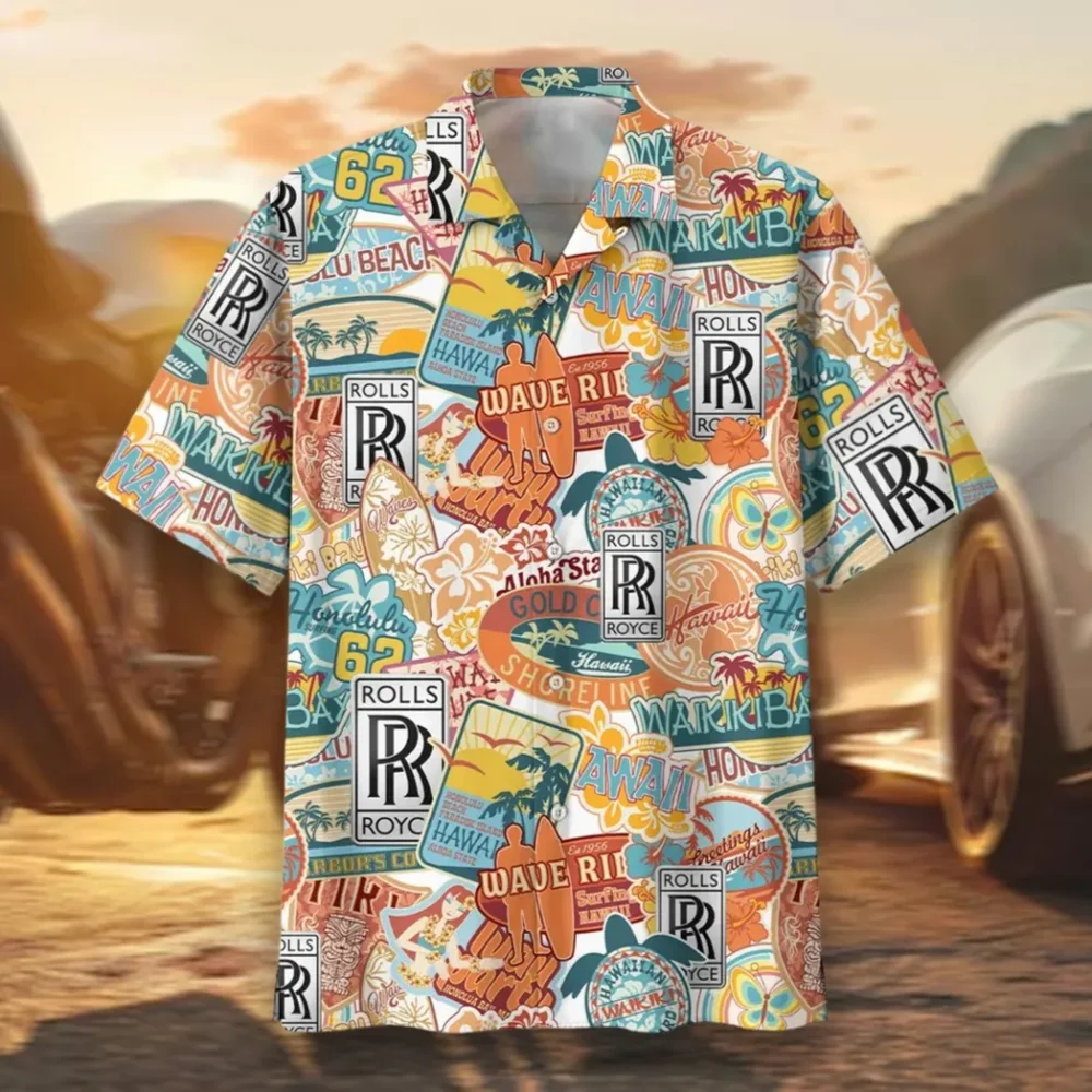 Bespoke Sedan Hawaiian Shirt Exclusive Logo, Rider's Paradise Button Shirt CAR202
