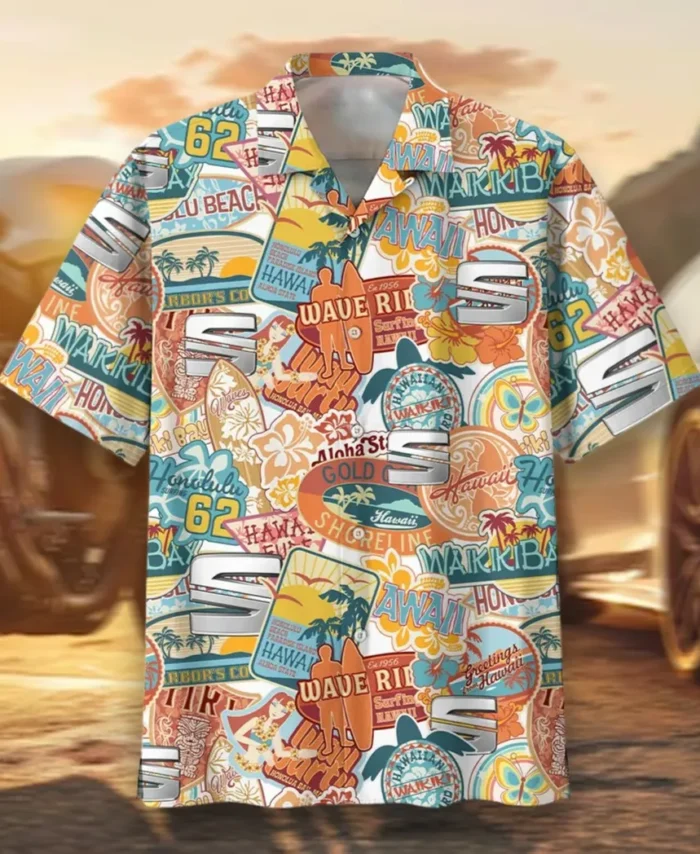 Small SUV Hawaiian Shirt Exclusive Logo, Gearhead Style Button Shirt CAR202
