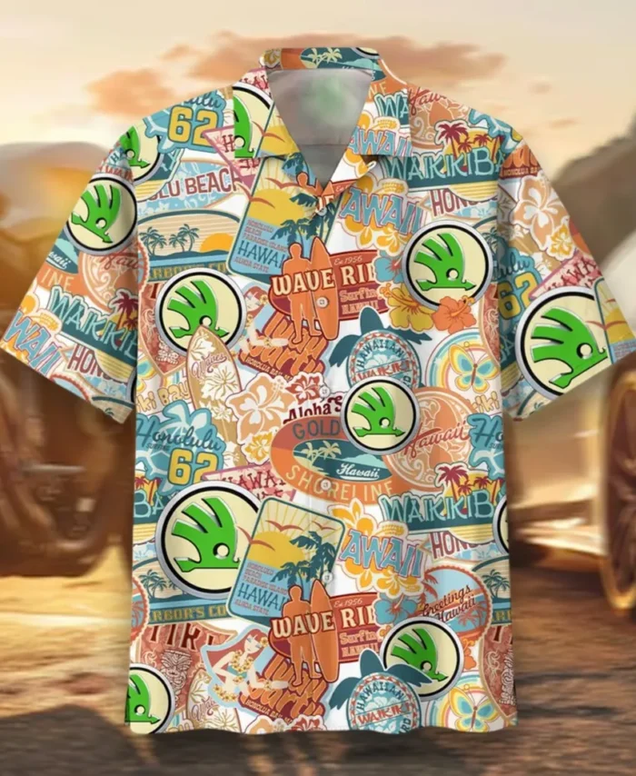 City-Friendly Auto Hawaiian Shirt Exclusive Logo, Car Meet Button Shirt CAR202