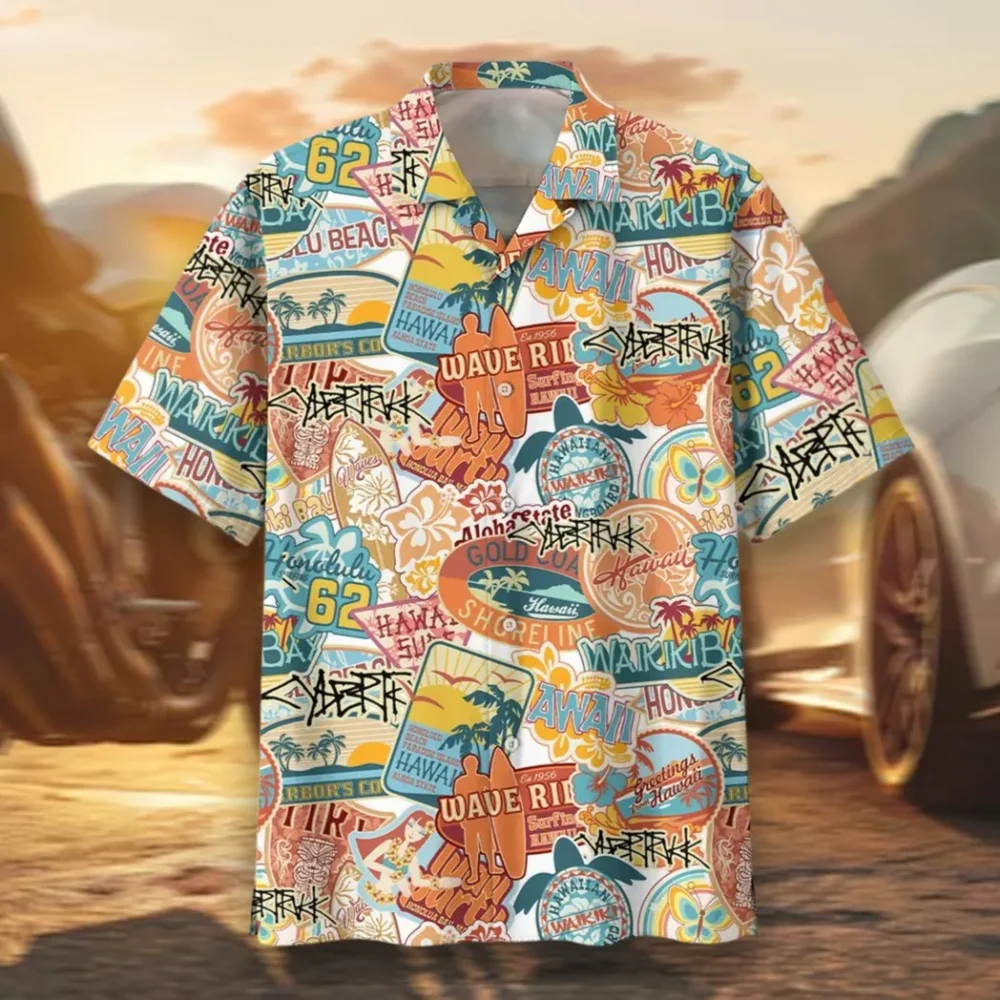Truck Hawaiian Shirt Exclusive Logo, Hot Rod Button Shirt CAR202