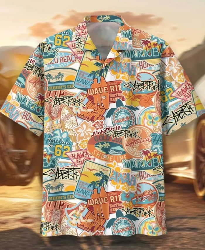 Truck Hawaiian Shirt Exclusive Logo, Hot Rod Button Shirt CAR202