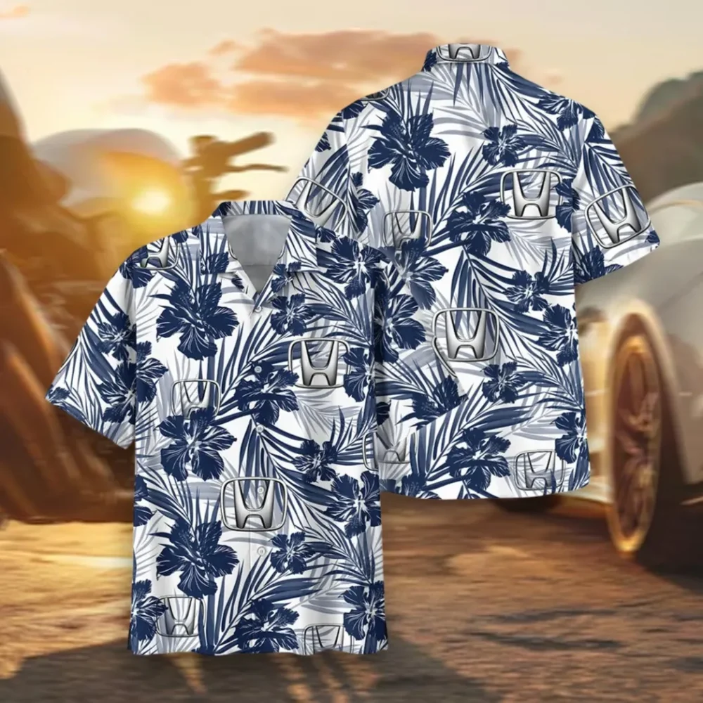 Electric Car Hawaiian Shirt Exclusive Logo, Performance Gear Button Shirt CAR203