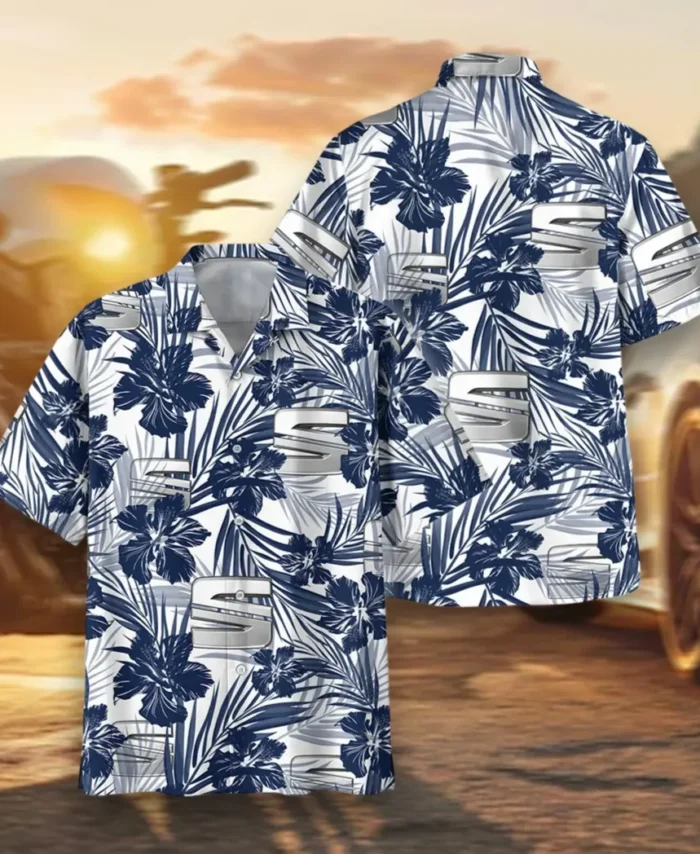Modern Hatchback Hawaiian Shirt Exclusive Logo, Gearhead Style Button Shirt CAR203