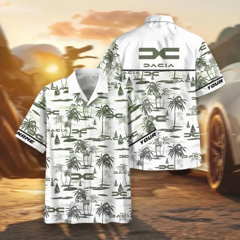Directhaul Equipment Hawaiian Shirt Exclusive Logo, Chrome Wave Button Shirt CAR205