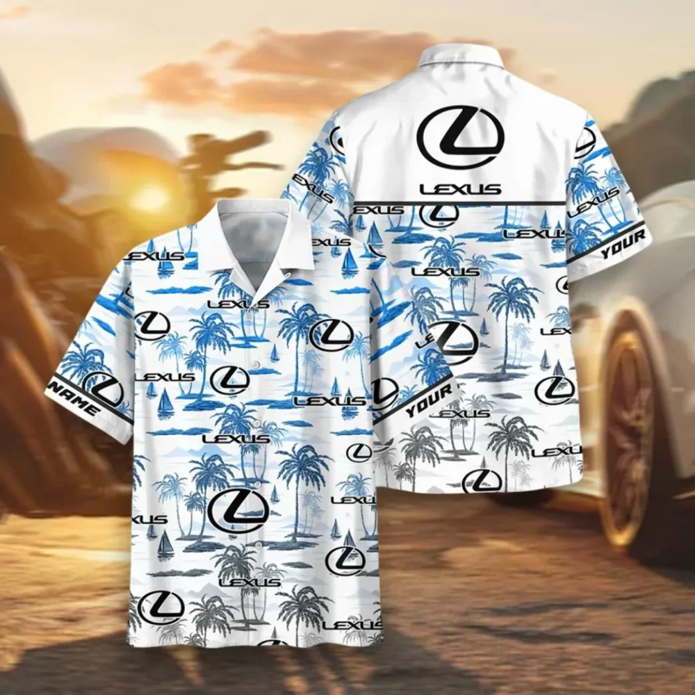 Executive Vehicle Hawaiian Shirt Exclusive Logo, Chrome Wave Button Shirt CAR205