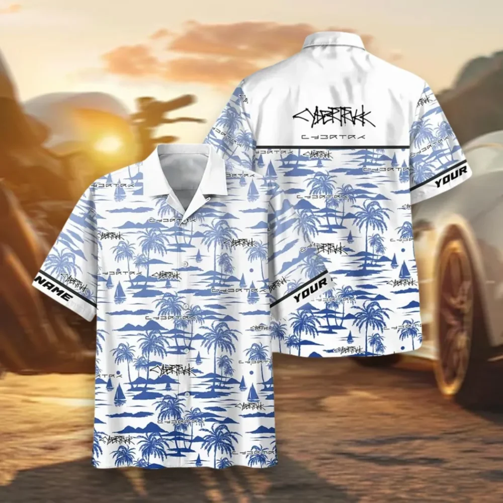 Truck Hawaiian Shirt Exclusive Logo, Motorsport Vibe Button Shirt CAR205