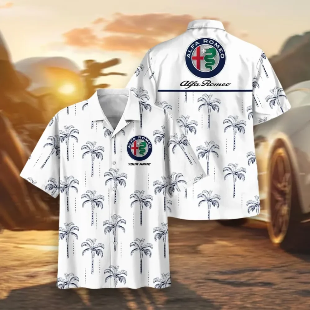 Italian Classic Hawaiian Shirt Exclusive Logo, Highway Cruise Button Shirt CAR206