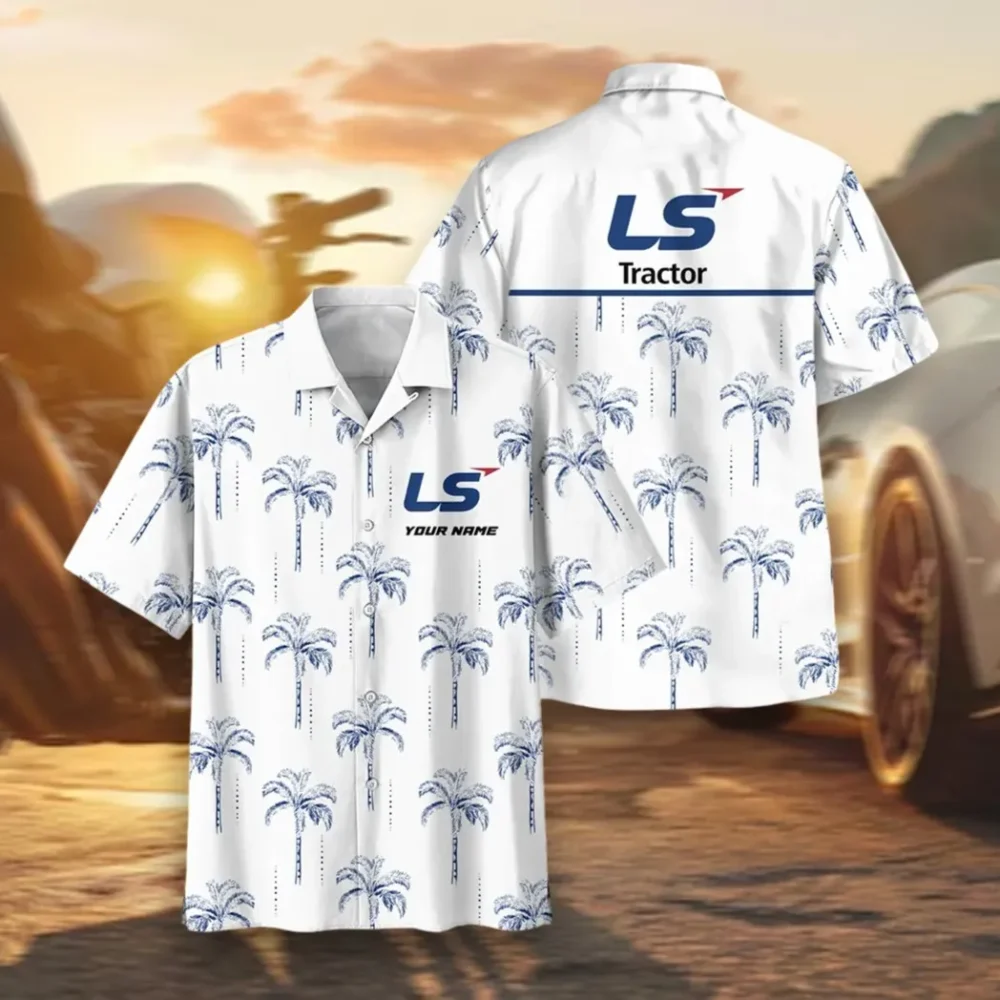 Agricultural Tractor Hawaiian Shirt Exclusive Logo, Chrome Wave Button Shirt CAR206