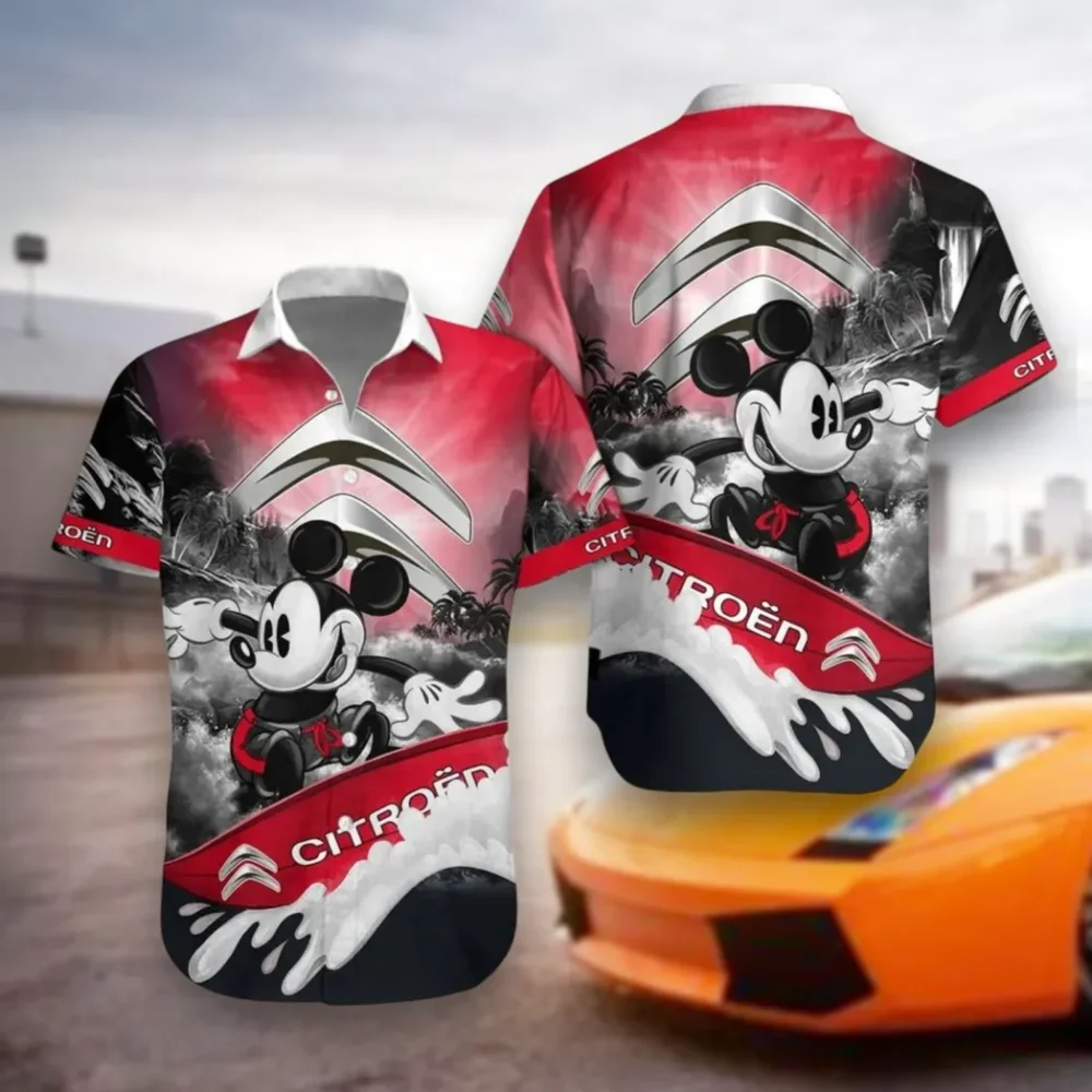 Stylish Crossover Hawaiian Shirt Exclusive Logo, Street Racer Button Shirt CAR530