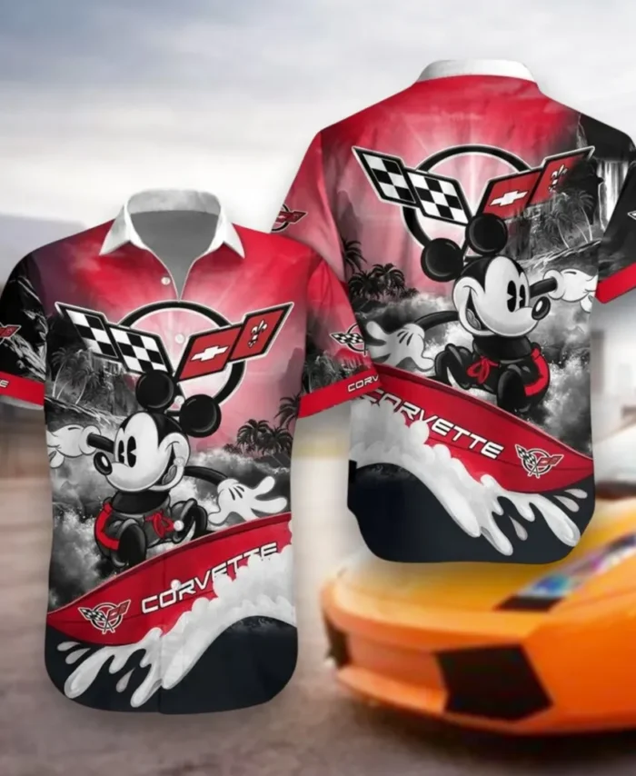 Classic Speedster Hawaiian Shirt Exclusive Logo, Chrome Wave Button Shirt CAR530