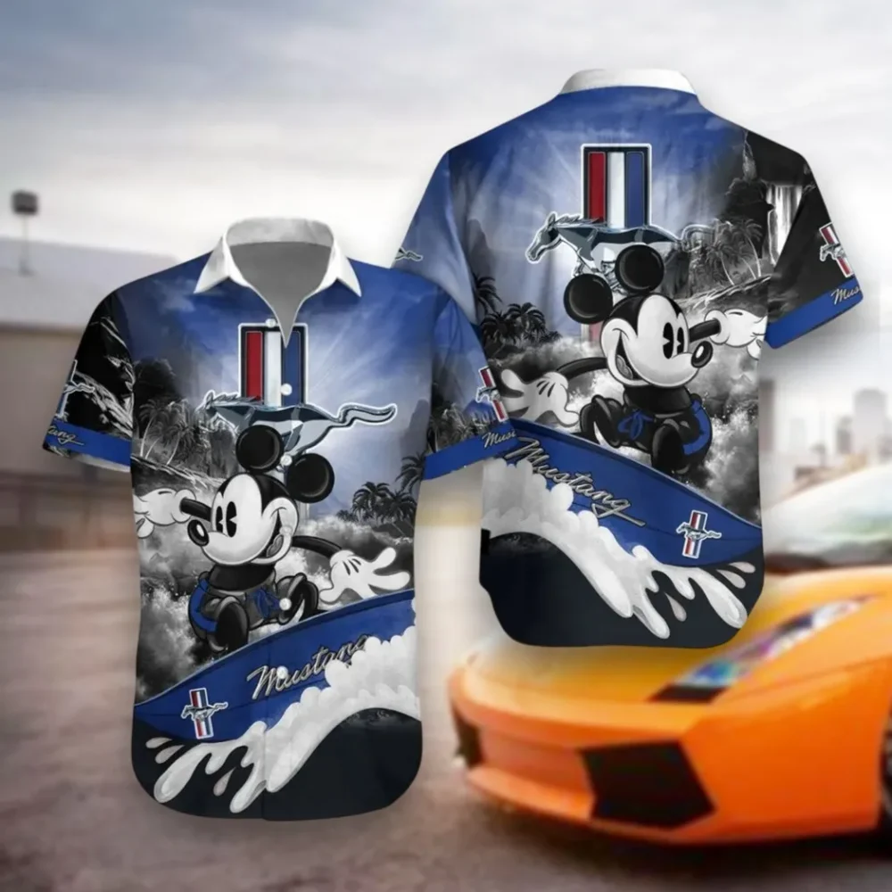 Muscle Car Hawaiian Shirt Exclusive Logo, Road-Trip Ready Button Shirt CAR530