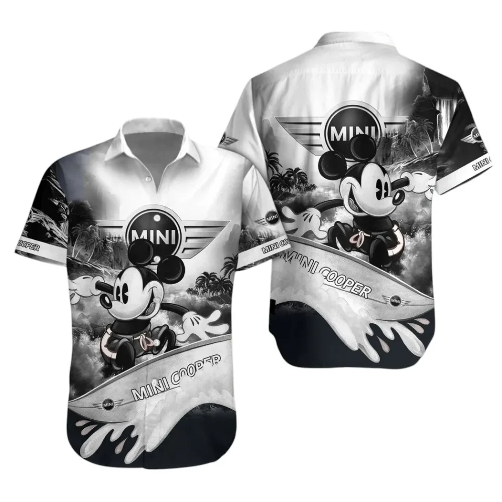 Modern Two-Door Hawaiian Shirt Exclusive Logo, Retro Driver Button Shirt CAR530 - Image 2