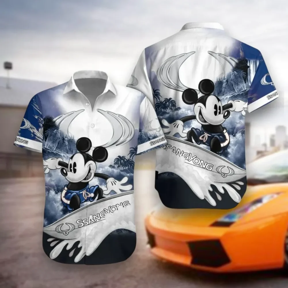 Family Sport Utility Hawaiian Shirt Exclusive Logo, Chrome Wave Button Shirt CAR530