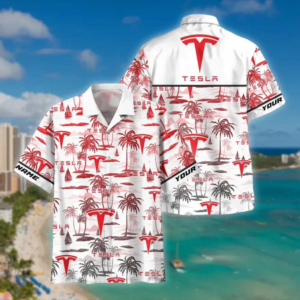 EV Sedan Hawaiian Shirt Exclusive Logo, Street-Ready Button Shirt CAR205 - Image 2
