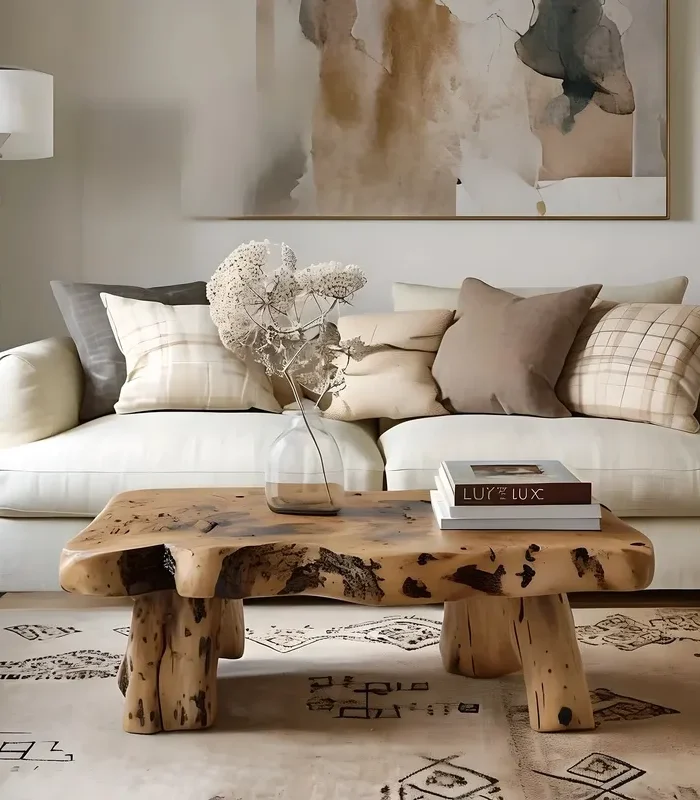 Reclaimed Solid Wood Tea Table Rustic Handmade Design