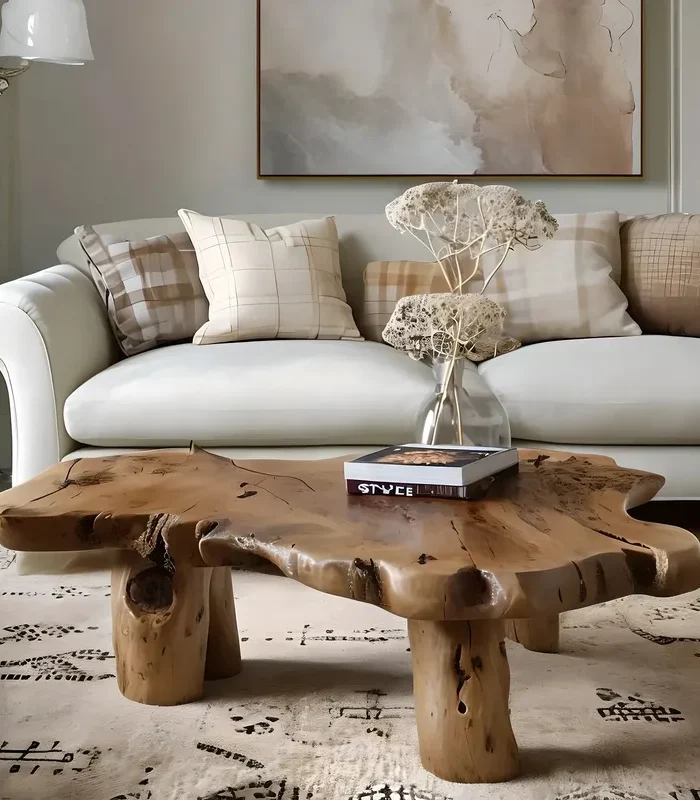 Monolithic Solid Wood Sofa Table Modern Rustic Profile